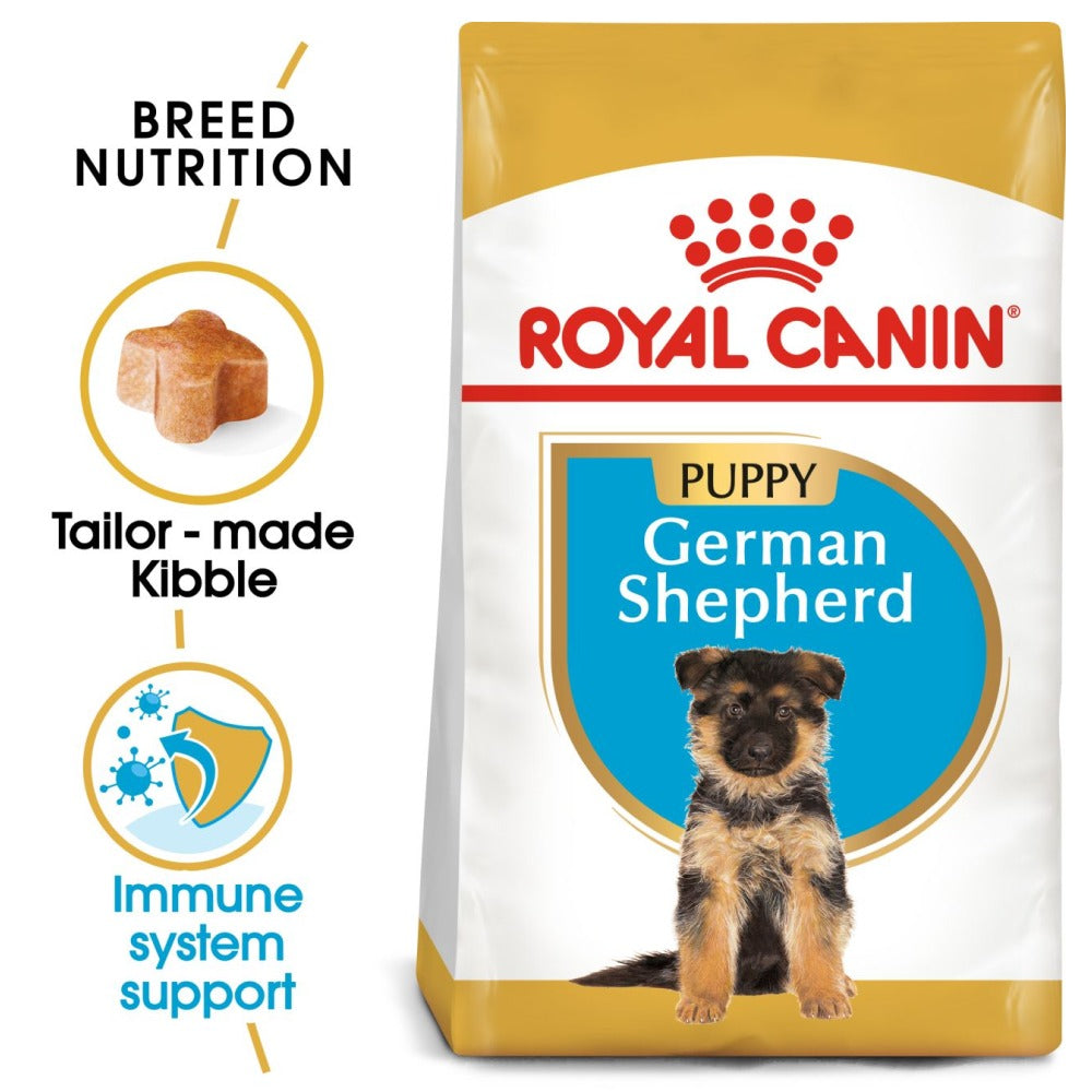 Royal Canin German Shepherd Dry Food and Maxi Puppy Dog Wet Food Combo