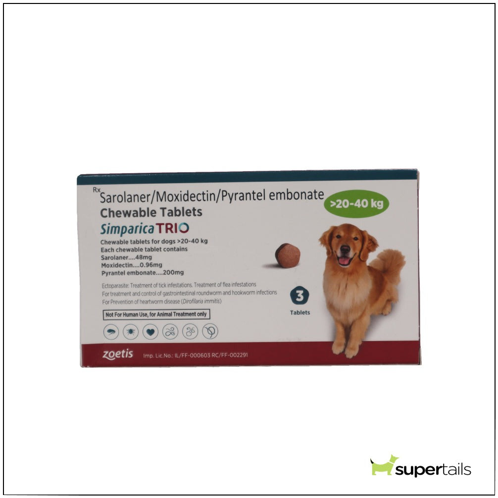 Zoetis Simparica Trio Tick and Flea Control Tablet for Dogs(1 tablet)