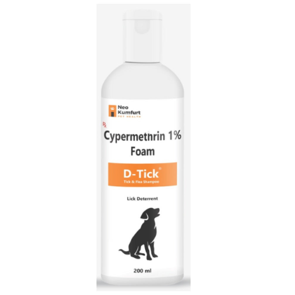 Neo Kumfurt D Tick (Cypermethrin) Tick & Flea Shampoo for Dogs (200ml)