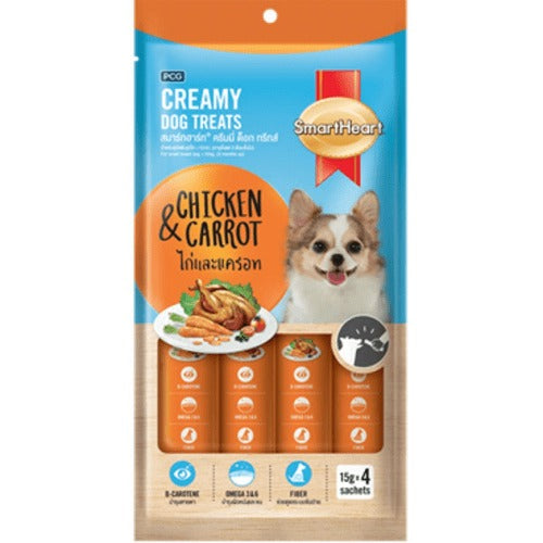 SmartHeart Chicken & Carrot, Chicken & Pumpkin and Chicken & Strawberry Dog Creamy Treat Combo