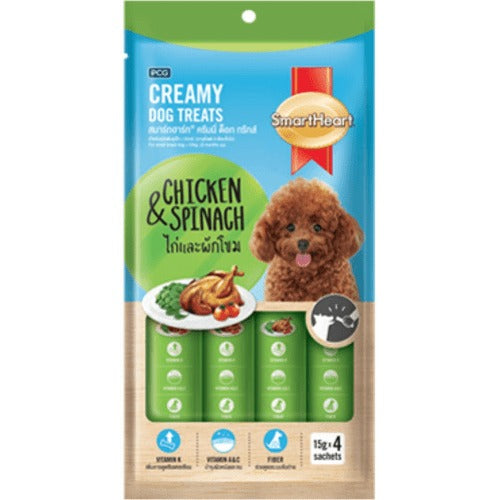 SmartHeart Chicken & Carrot, Chicken & Pumpkin, Chicken & Spinach and Chicken & Strawberry Dog Creamy Treat Combo